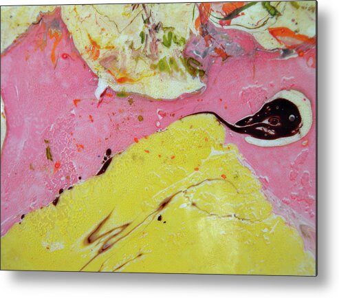 Pink Metal Print featuring the painting Sunny Pink by Lisa Lipsett