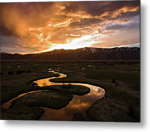 Wyoming Metal Print featuring the photograph Sunrise Over Winding River by Wesley Aston