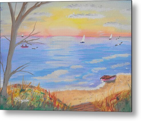 Sunset Metal Print featuring the painting Sunset Beach by David Bigelow