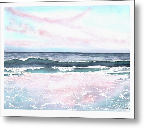 Sunset Metal Print featuring the painting Sunset on the Beach by Hilda Wagner