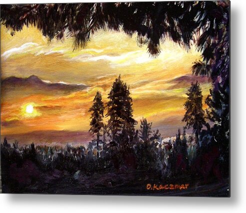 Landscape Metal Print featuring the painting Sunset over Wrightwood by Olga Kaczmar