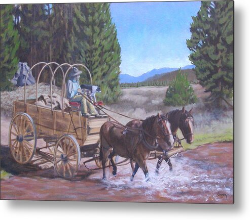 Oil. Painting Metal Print featuring the painting Supply Wagon by Todd Cooper