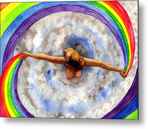 Rainbow Metal Print featuring the painting Swirl by Catherine G McElroy