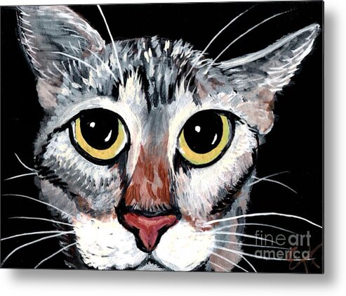 Cat Metal Print featuring the painting Tabby Eyes by Elaine Hodges