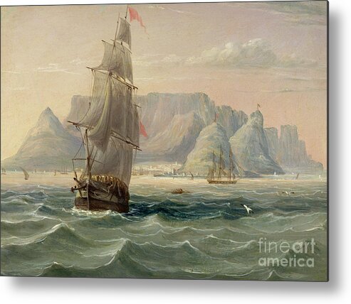 Cape Of Good Hope Metal Print featuring the painting Table Mountain, Cape Town, from the Sea by English School