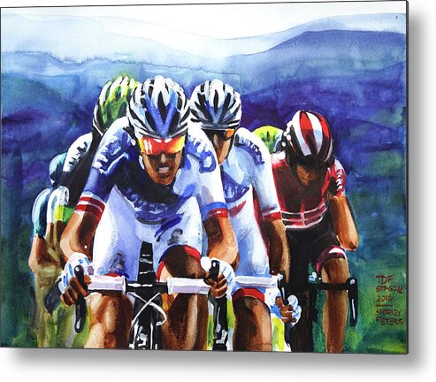 My Name On Ebay Is Sannpet. 24cm X 32cm Watercolour Metal Print featuring the painting Take That by Shirley Peters