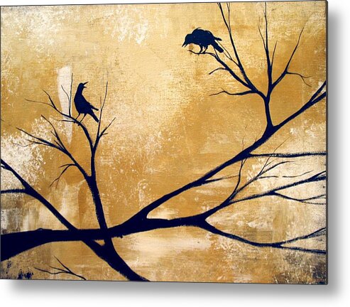 Folk Art Metal Print featuring the painting Talking A Lot Of Crow by Debbie Criswell