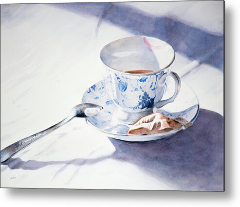 Watercolor Metal Print featuring the painting Tea For One by Christopher Reid
