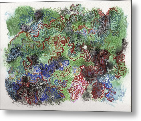 Abstract Metal Print featuring the painting The Cell Never Rests 2 by Shoshanah Dubiner