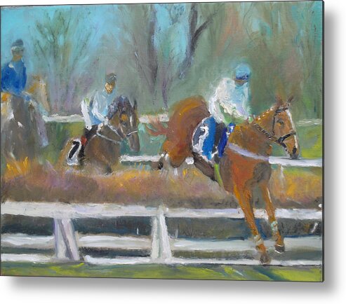 Horses Metal Print featuring the painting The Chase by Susan Esbensen