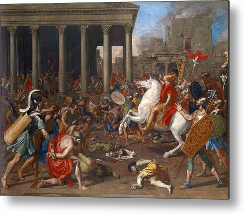 Nicolas Poussin Metal Print featuring the painting The Conquest of Jerusalem by Emperor Titus by Nicolas Poussin