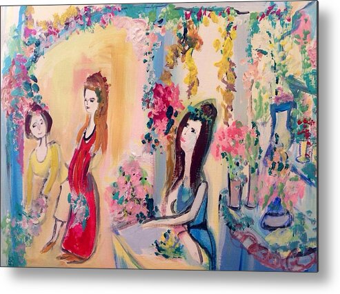 Store Metal Print featuring the painting The floral store by Judith Desrosiers