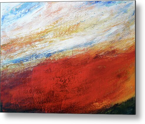 Abstract Metal Print featuring the painting The Hot Sand Flying by Sally Backey-Avant