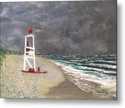 Seascape Metal Print featuring the painting The Last Lifeguard by Jack Skinner