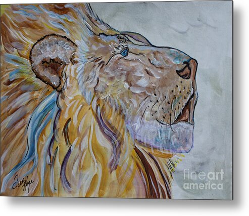 Lion Metal Print featuring the painting The Lion Call by Ella Kaye Dickey