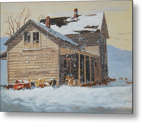 Berkshire Hills Paintings Metal Print featuring the painting the Old Farm House by Len Stomski