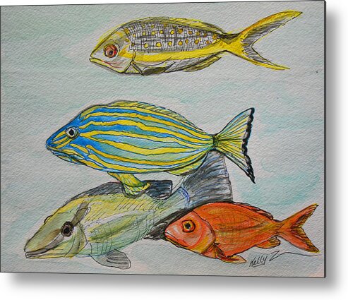 Fish Metal Print featuring the painting The Snapper Four by Kelly Smith