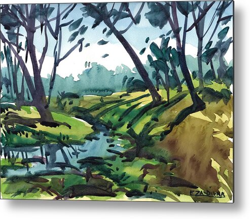 River Metal Print featuring the painting The two banks of the river by Enrique Zaldivar