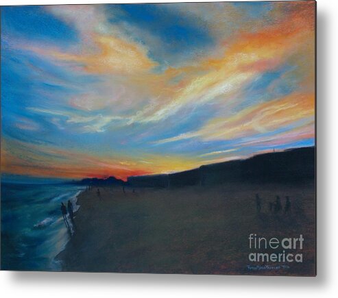 Beach Metal Print featuring the pastel The Walkers by Robin Pedrero