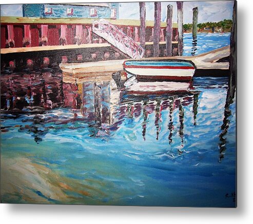 Seascape Metal Print featuring the painting The Wharf by Ray Khalife