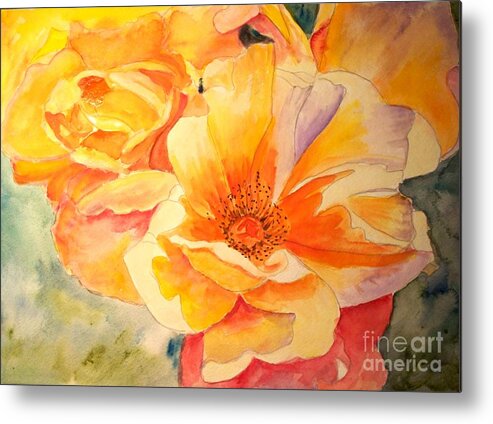Flowers Metal Print featuring the painting The yellow Rose by Carol Grimes