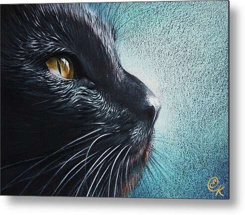 Cat Metal Print featuring the drawing Thoughtful Cat by Elena Kolotusha