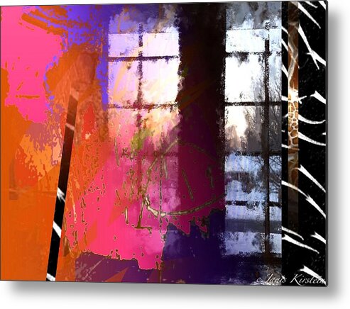 Abstract Metal Print featuring the mixed media Through a Window 1 by Janis Kirstein