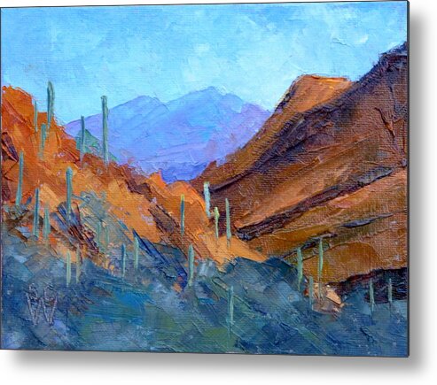 Landscape Metal Print featuring the painting Through Gates Pass by Susan Woodward