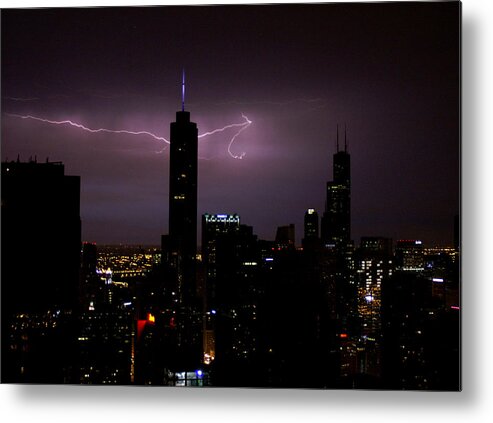 Chicago Metal Print featuring the photograph Thunderbolts Across the Sky by David Armentrout