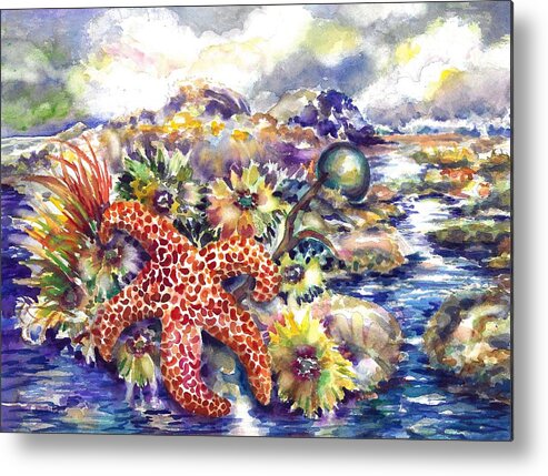Watercolor Metal Print featuring the painting Tidal Pool I by Ann Nicholson