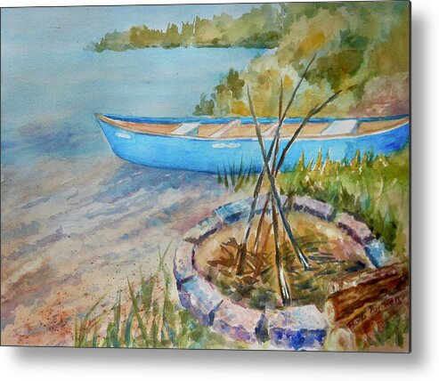 Canoe Metal Print featuring the painting Time Out by Barbara Parisien