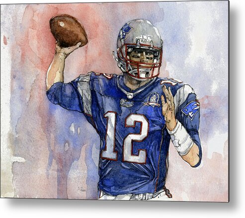 Patriots Metal Print featuring the painting Tom Brady by Michael Pattison