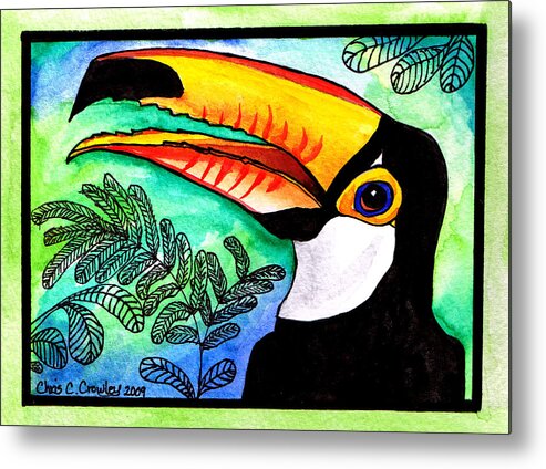 Toucan Metal Print featuring the painting Toucan by Chris Crowley