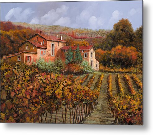 Wine Metal Poster featuring the painting nelle vigne di Montalcino by Guido Borelli