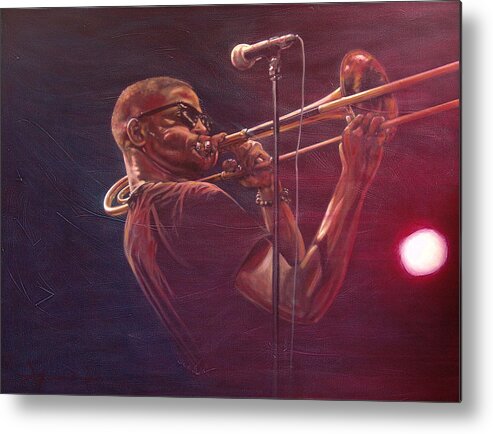 Trombone Player Metal Print featuring the painting Trombone Shorty by Frans Mandigers