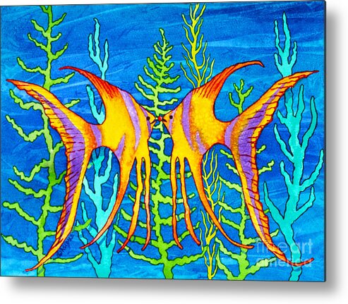 Tropical Fish Metal Print featuring the painting Tropical Fish by Teresa Ascone