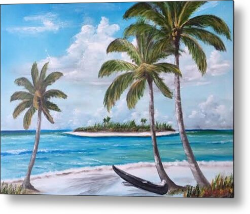 Tropical Island Metal Print featuring the painting Tropical Island by Lloyd Dobson