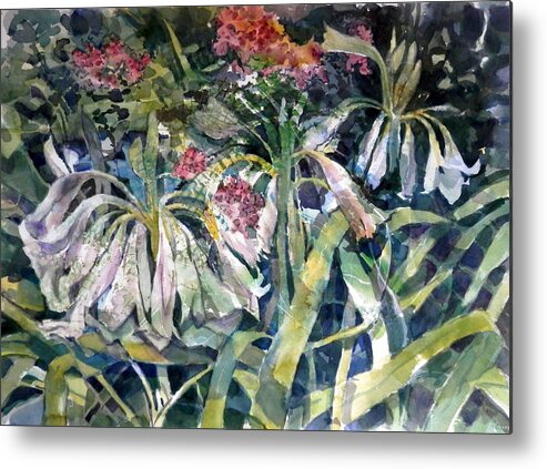 Lilies Metal Print featuring the painting Trumpet Lilies by Martha Tisdale