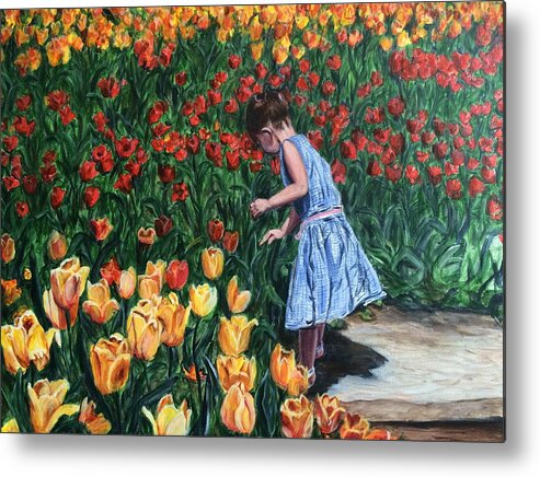 Tulips Metal Print featuring the painting Tulip Time by Bonnie Peacher