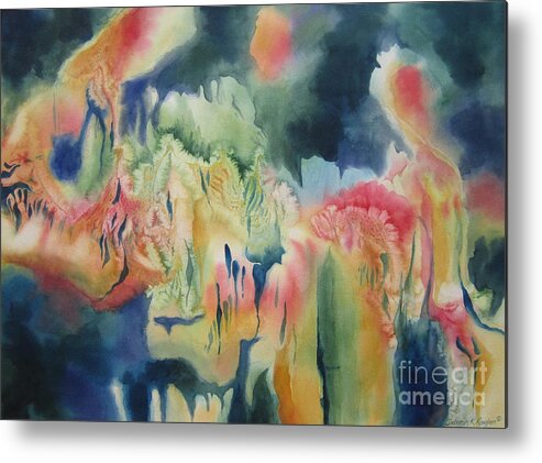 Abstract Metal Print featuring the painting Under the Sea by Deborah Ronglien