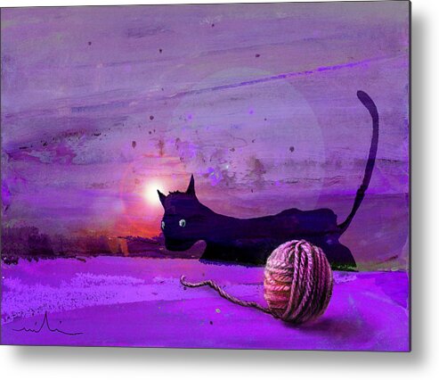 Cats Metal Print featuring the painting Unravelling by Miki De Goodaboom