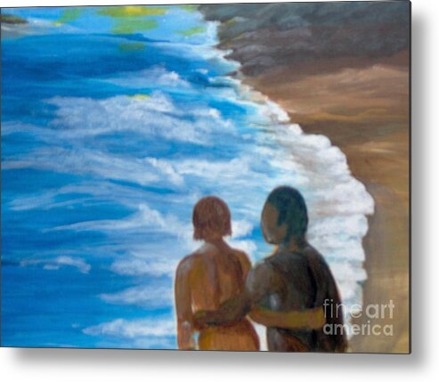 Landscape Metal Print featuring the painting Us Against The World by Saundra Johnson