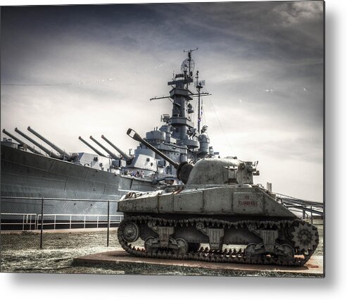 Alabama Metal Print featuring the photograph USS Alabama and Tank by Debra Forand