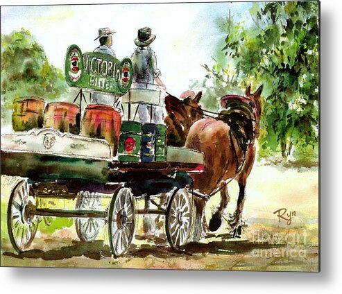 Clydesdale Metal Print featuring the painting Victoria Bitter, Working Clydesdales. by Ryn Shell