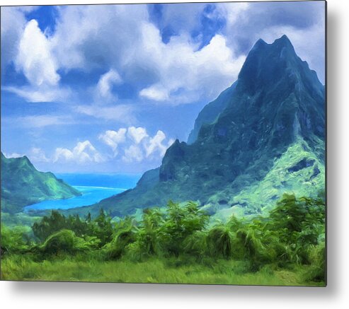 Tahiti Metal Print featuring the painting View of Cook's Bay Mo'orea by Dominic Piperata