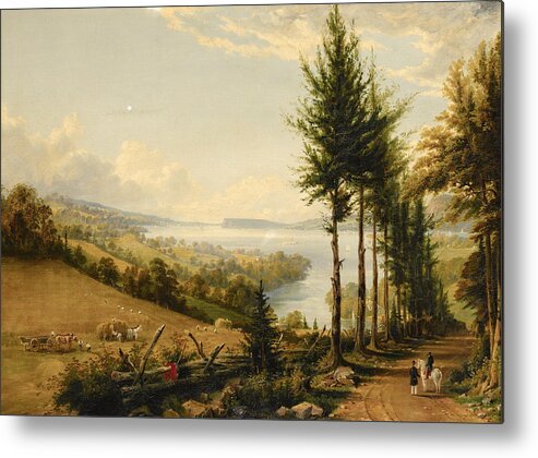 Robert Havell Jr Metal Print featuring the painting View of the Hudson from the Horton's road near Croton by Robert Havell Jr