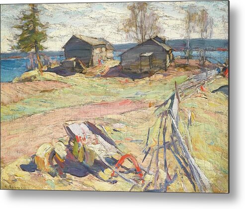 Abram Efimovich Arkhipov 1862-1930 Village In The North Metal Print featuring the painting Village In The North by MotionAge Designs