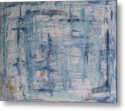 Abstract Painting Metal Print featuring the painting W26 - blue by KUNST MIT HERZ Art with heart