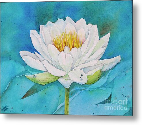 Water Lily Metal Print featuring the painting Water Lily by Midge Pippel