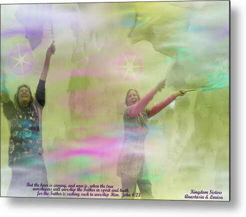 Christian Metal Print featuring the photograph We Worship In Spirit And In Truth II With Inspirational Verse by Anastasia Savage Ealy
